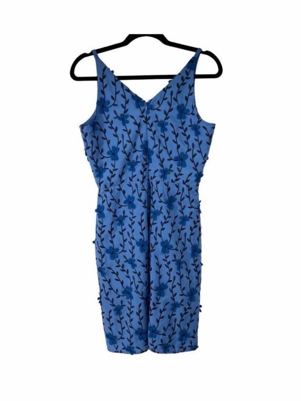 Dress the‎ Population Blue Floral Appliqué Juniper Crepe Unique Dress Sz M Woman - Picture 3 of 9